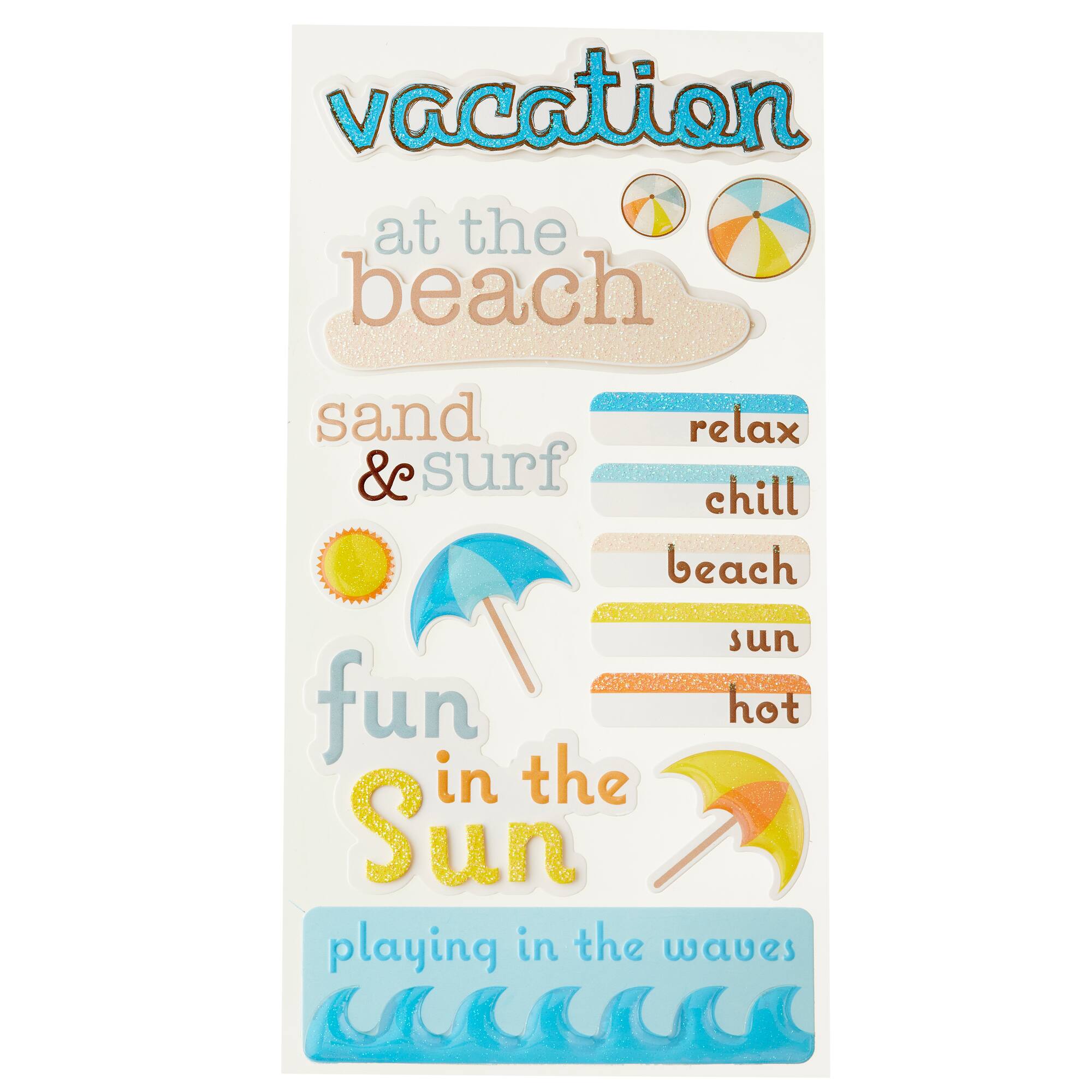 12 Pack: At the Beach Signature Dimensional Stickers by Recollections™